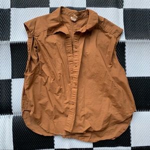 H&M OVERSIZED BROWN PAPERBAG BUTTON DOWN